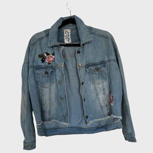 SADIE & SAGE | Jean jacket with floral embroidery